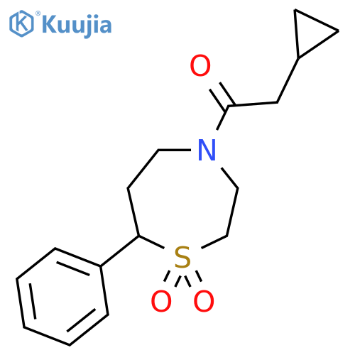 4-(2-cyclopropylacetyl)-7-phenyl-1lambda6,4-thiazepane-1,1-dione structure