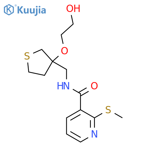 N-{3-(2-hydroxyethoxy)thiolan-3-ylmethyl}-2-(methylsulfanyl)pyridine-3-carboxamide structure