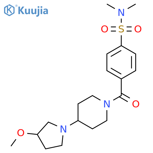 4-4-(3-methoxypyrrolidin-1-yl)piperidine-1-carbonyl-N,N-dimethylbenzene-1-sulfonamide structure