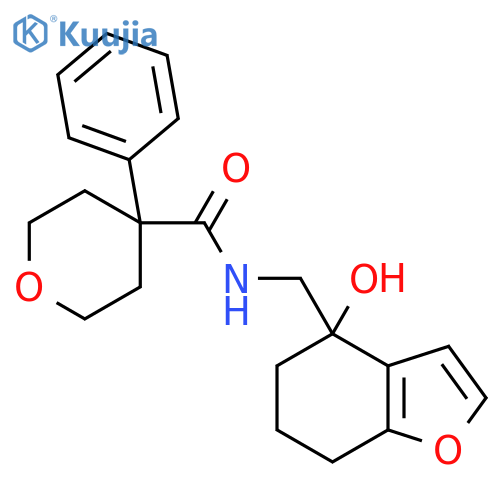 N-(4-hydroxy-4,5,6,7-tetrahydro-1-benzofuran-4-yl)methyl-4-phenyloxane-4-carboxamide structure