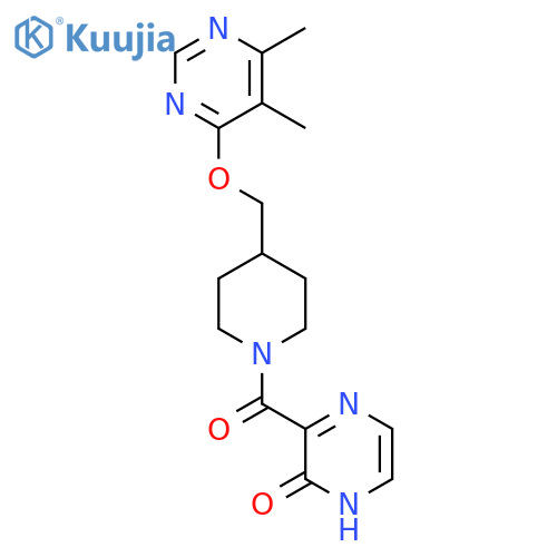 3-(4-{(5,6-dimethylpyrimidin-4-yl)oxymethyl}piperidine-1-carbonyl)-1,2-dihydropyrazin-2-one structure