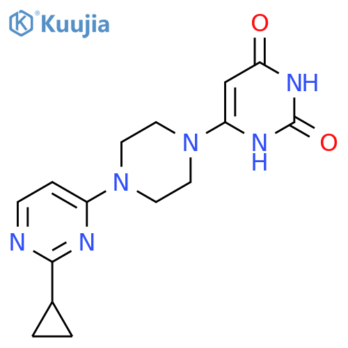 6-4-(2-cyclopropylpyrimidin-4-yl)piperazin-1-yl-1,2,3,4-tetrahydropyrimidine-2,4-dione structure