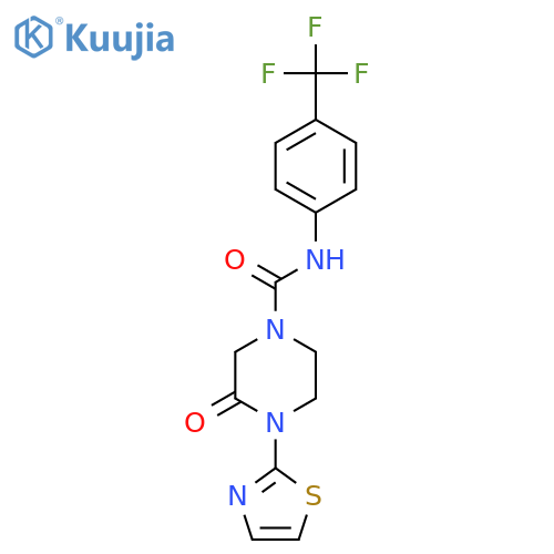 3-oxo-4-(1,3-thiazol-2-yl)-N-4-(trifluoromethyl)phenylpiperazine-1-carboxamide structure