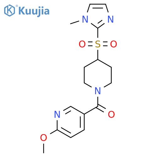 (6-methoxypyridin-3-yl)(4-((1-methyl-1H-imidazol-2-yl)sulfonyl)piperidin-1-yl)methanone structure