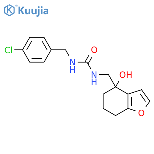 1-(4-chlorophenyl)methyl-3-(4-hydroxy-4,5,6,7-tetrahydro-1-benzofuran-4-yl)methylurea structure