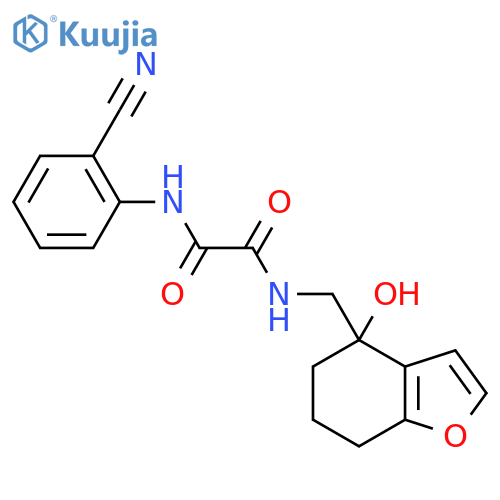 N'-(2-cyanophenyl)-N-(4-hydroxy-4,5,6,7-tetrahydro-1-benzofuran-4-yl)methylethanediamide structure