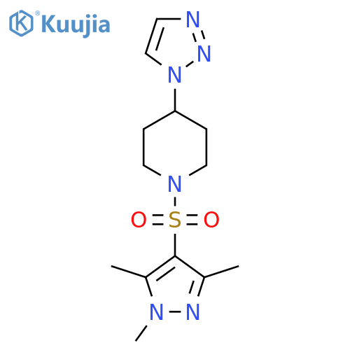 4-(1H-1,2,3-triazol-1-yl)-1-((1,3,5-trimethyl-1H-pyrazol-4-yl)sulfonyl)piperidine structure