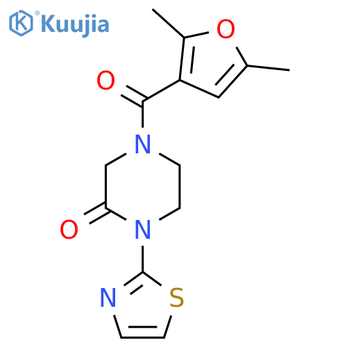 4-(2,5-Dimethylfuran-3-carbonyl)-1-(1,3-thiazol-2-yl)piperazin-2-one structure