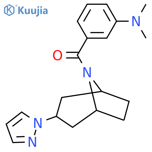 N,N-dimethyl-3-3-(1H-pyrazol-1-yl)-8-azabicyclo3.2.1octane-8-carbonylaniline structure