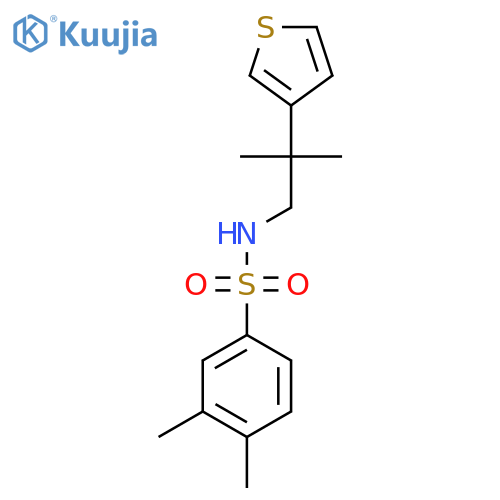 3,4-dimethyl-N-2-methyl-2-(thiophen-3-yl)propylbenzene-1-sulfonamide structure