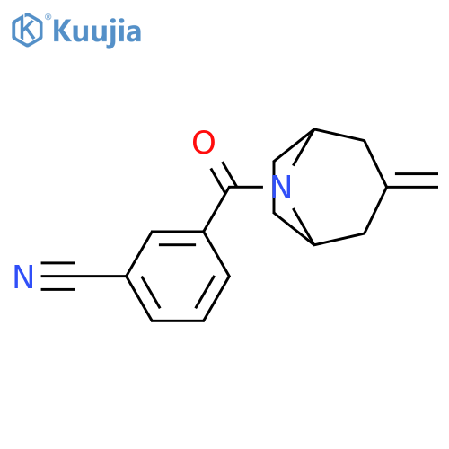 3-{3-methylidene-8-azabicyclo3.2.1octane-8-carbonyl}benzonitrile structure