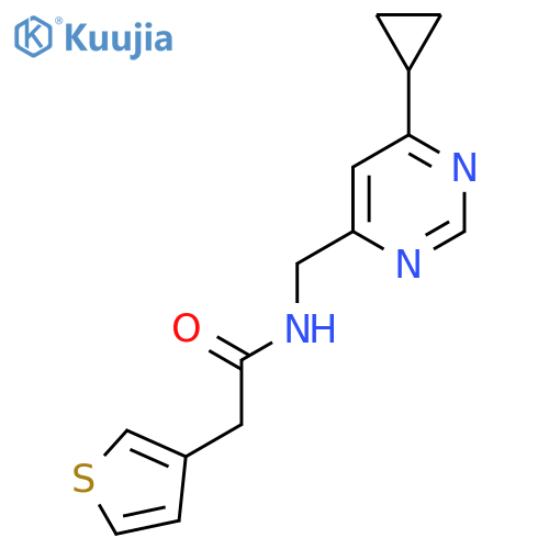 N-(6-cyclopropylpyrimidin-4-yl)methyl-2-(thiophen-3-yl)acetamide structure
