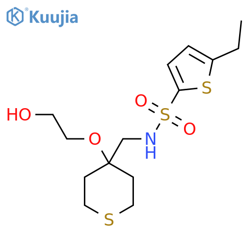 5-ethyl-N-{4-(2-hydroxyethoxy)thian-4-ylmethyl}thiophene-2-sulfonamide structure