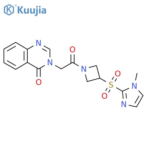 3-(2-(3-((1-methyl-1H-imidazol-2-yl)sulfonyl)azetidin-1-yl)-2-oxoethyl)quinazolin-4(3H)-one structure