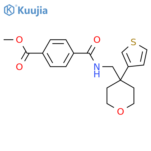methyl 4-({4-(thiophen-3-yl)oxan-4-ylmethyl}carbamoyl)benzoate structure