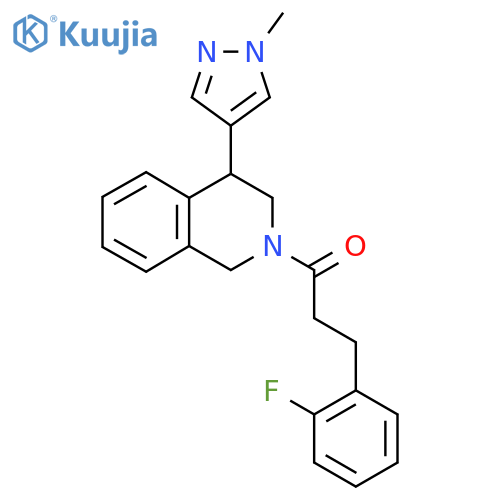 3-(2-fluorophenyl)-1-4-(1-methyl-1H-pyrazol-4-yl)-1,2,3,4-tetrahydroisoquinolin-2-ylpropan-1-one structure