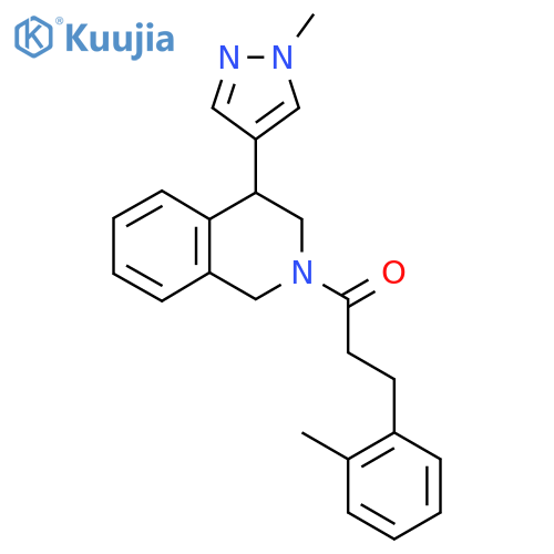 1-4-(1-methyl-1H-pyrazol-4-yl)-1,2,3,4-tetrahydroisoquinolin-2-yl-3-(2-methylphenyl)propan-1-one structure