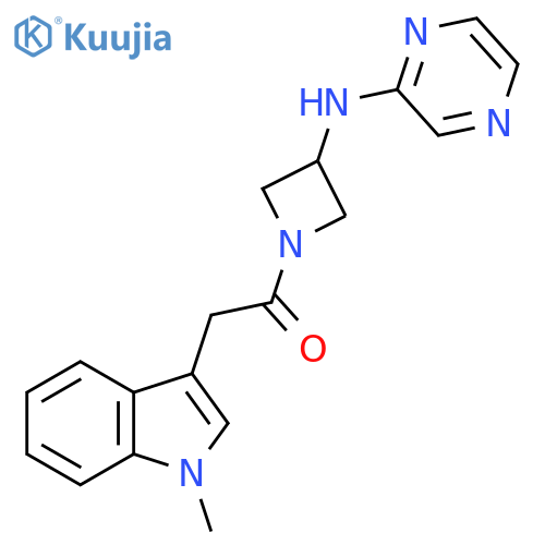 2-(1-methyl-1H-indol-3-yl)-1-{3-(pyrazin-2-yl)aminoazetidin-1-yl}ethan-1-one structure