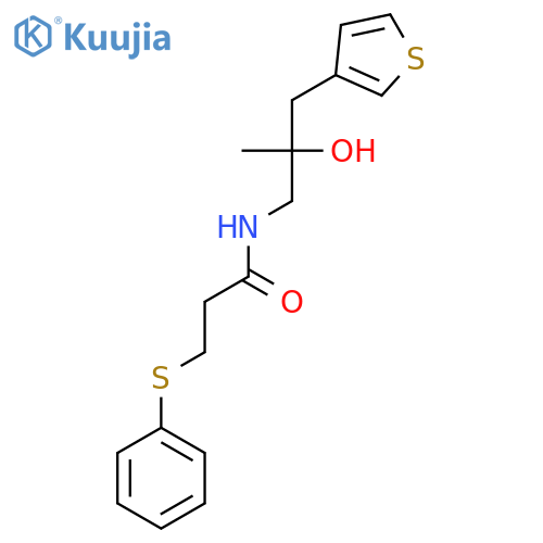 N-{2-hydroxy-2-(thiophen-3-yl)methylpropyl}-3-(phenylsulfanyl)propanamide structure