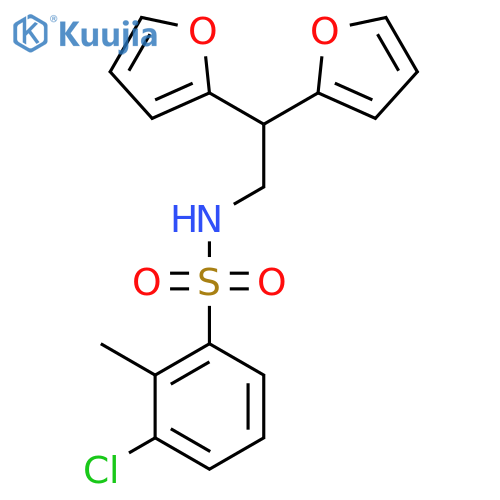N-[2,2-bis(furan-2-yl)ethyl]-3-chloro-2-methylbenzene-1-sulfonamide structure