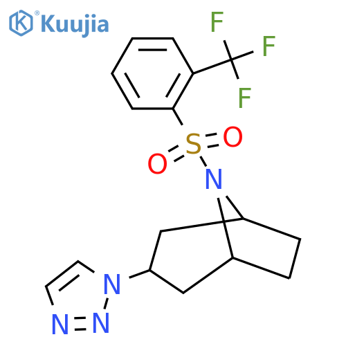 (1R,5S)-3-(1H-1,2,3-triazol-1-yl)-8-((2-(trifluoromethyl)phenyl)sulfonyl)-8-azabicyclo[3.2.1]octane structure