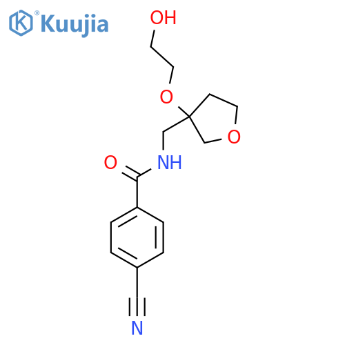4-cyano-N-{3-(2-hydroxyethoxy)oxolan-3-ylmethyl}benzamide structure