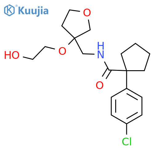 1-(4-chlorophenyl)-N-{3-(2-hydroxyethoxy)oxolan-3-ylmethyl}cyclopentane-1-carboxamide structure