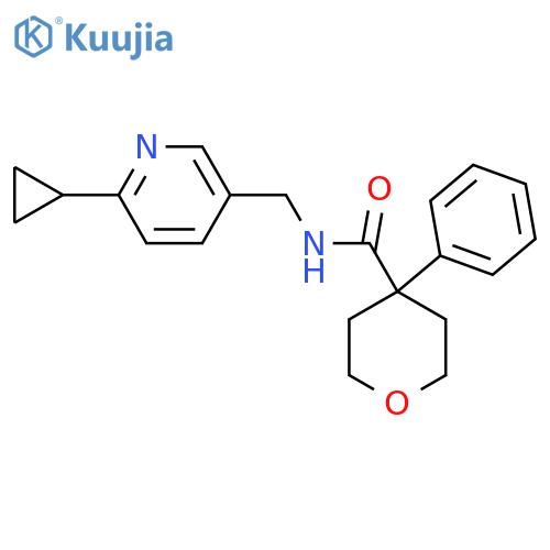 N-(6-cyclopropylpyridin-3-yl)methyl-4-phenyloxane-4-carboxamide structure