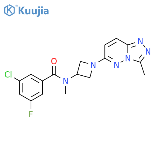 3-chloro-5-fluoro-N-methyl-N-(1-{3-methyl-1,2,4triazolo4,3-bpyridazin-6-yl}azetidin-3-yl)benzamide structure