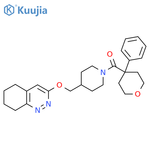 3-{1-(4-phenyloxane-4-carbonyl)piperidin-4-ylmethoxy}-5,6,7,8-tetrahydrocinnoline structure