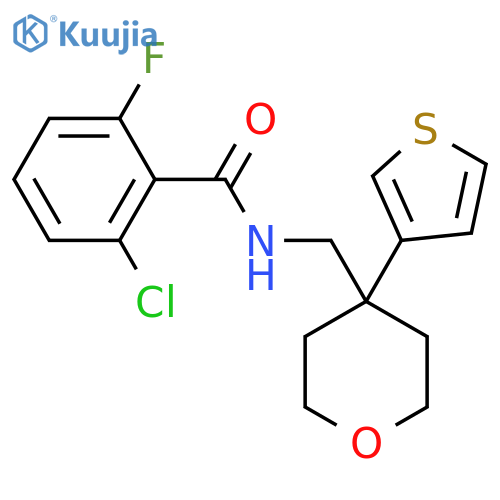 2-chloro-6-fluoro-N-{4-(thiophen-3-yl)oxan-4-ylmethyl}benzamide structure