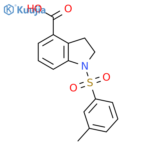 1-(3-methylbenzenesulfonyl)-2,3-dihydro-1H-indole-4-carboxylic acid structure