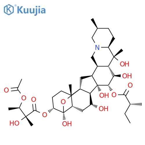 Cevane-3,4,7,14,15,16,20-heptol, 4,9-epoxy-, 3-[(2S,3R)-3-(acetyloxy)-2-hydroxy-2-methylbutanoate] 15-[(2R)-2-methylbutanoate], (3β,4α,7α,15α,16β)- (9CI) structure
