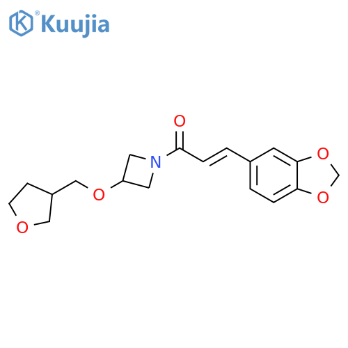 (2E)-3-(2H-1,3-benzodioxol-5-yl)-1-{3-(oxolan-3-yl)methoxyazetidin-1-yl}prop-2-en-1-one structure