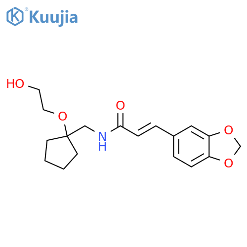 (2E)-3-(2H-1,3-benzodioxol-5-yl)-N-{[1-(2-hydroxyethoxy)cyclopentyl]methyl}prop-2-enamide structure