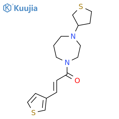 (2E)-1-4-(thiolan-3-yl)-1,4-diazepan-1-yl-3-(thiophen-3-yl)prop-2-en-1-one structure