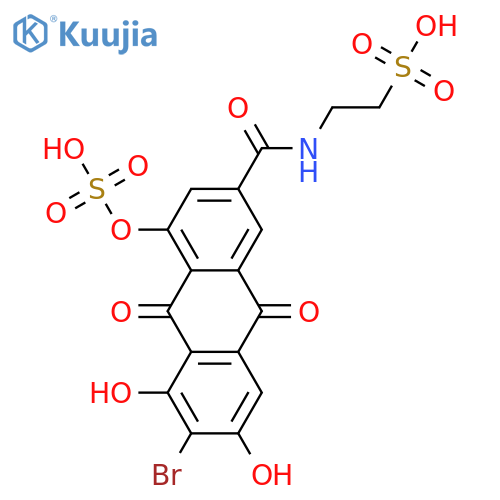4,5,7-Trihydroxyanthraquinone-2-carboxylic acid; 6-Bromo, 4-O-sulfo, (2-sulfoethyl)amide structure