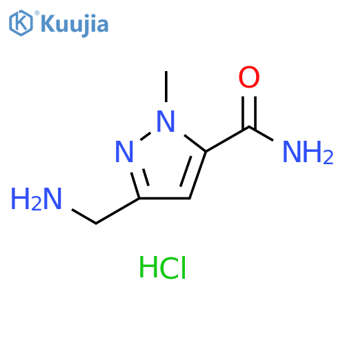 3-(aminomethyl)-1-methyl-1H-pyrazole-5-carboxamide hydrochloride structure
