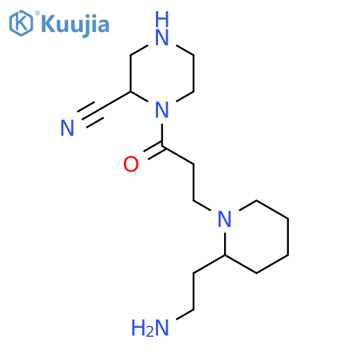 1-{3-[2-(2-Aminoethyl)piperidin-1-yl]propanoyl}piperazine-2-carbonitrile structure