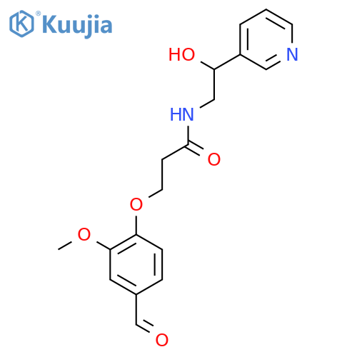 3-(4-formyl-2-methoxyphenoxy)-N-[2-hydroxy-2-(pyridin-3-yl)ethyl]propanamide structure