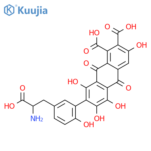 1,2-Anthracenedicarboxylicacid,7-[5-(2-amino-2-carboxyethyl)-2-hydroxyphenyl]-9,10-dihydro-3,5,6,8-tetrahydroxy-9,10-dioxo- structure