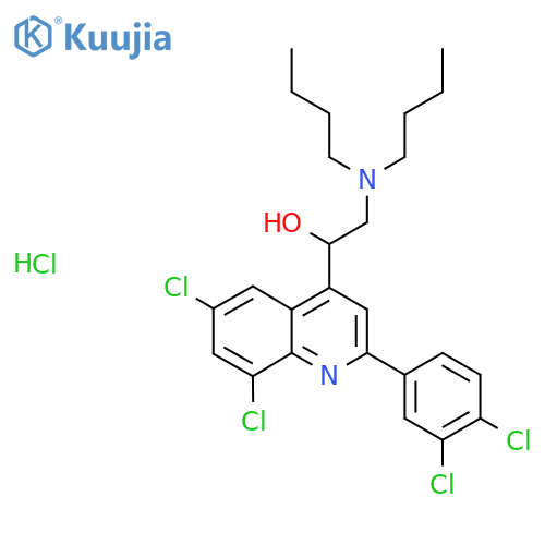 4-Quinolinemethanol, 6,8-dichloro-α-[(dibutylamino)methyl]-2-(3,4-dichlorophenyl)-, hydrochloride (1:1) structure