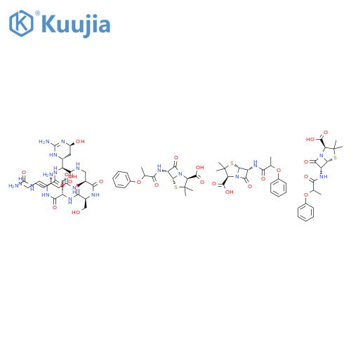 (2S,5R,6R)-3,3-dimethyl-7-oxo-6-[(2-phenoxypropanoyl)amino]-4-thia-1-azabicyclo[3.2.0]heptane-2-carboxylic acid - (3S)-3,6-diamino-N-[(3S,6Z,9S,12S,15S)-3-[(4R,6S)-2-amino-6-hydroxy-3,4,5,6-tetrahydropyrimidin-4-yl]-6-[(carbamoylamino)methylidene]-9,12-bi structure