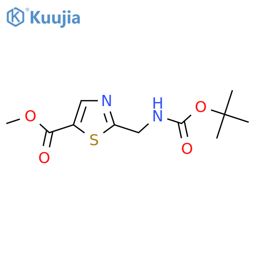 Methyl 2-(((tert-butoxycarbonyl)amino)methyl)thiazole-5-carboxylate structure