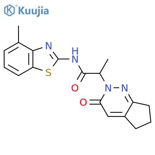 N-(4-methyl-1,3-benzothiazol-2-yl)-2-{3-oxo-2H,3H,5H,6H,7H-cyclopentacpyridazin-2-yl}propanamide structure