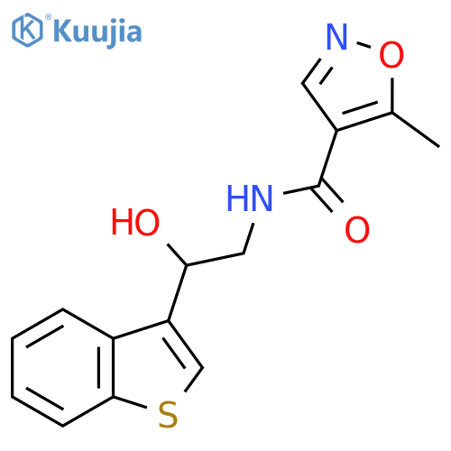 N-2-(1-benzothiophen-3-yl)-2-hydroxyethyl-5-methyl-1,2-oxazole-4-carboxamide structure