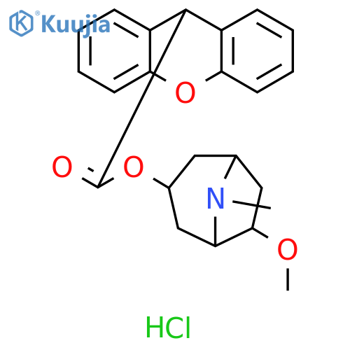 9H-Xanthene-9-carboxylicacid, 6-methoxy-8-methyl-8-azabicyclo[3.2.1]oct-3-yl ester, hydrochloride (1:1) structure
