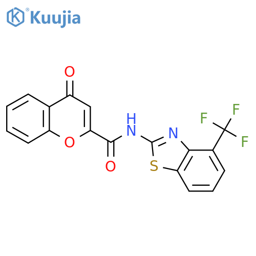 4-oxo-N-4-(trifluoromethyl)-1,3-benzothiazol-2-yl-4H-chromene-2-carboxamide structure