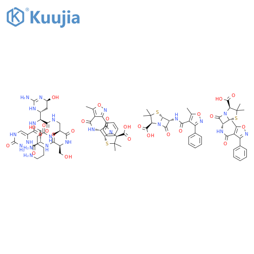(2S,5R,6R)-3,3-dimethyl-6-{[(5-methyl-3-phenyl-1,2-oxazol-4-yl)carbonyl]amino}-7-oxo-4-thia-1-azabicyclo[3.2.0]heptane-2-carboxylic acid - (3S)-3,6-diamino-N-[(3S,6Z,9S,12S,15S)-3-[(4R,6S)-2-amino-6-hydroxy-3,4,5,6-tetrahydropyrimidin-4-yl]-6-[(carbamoyla structure