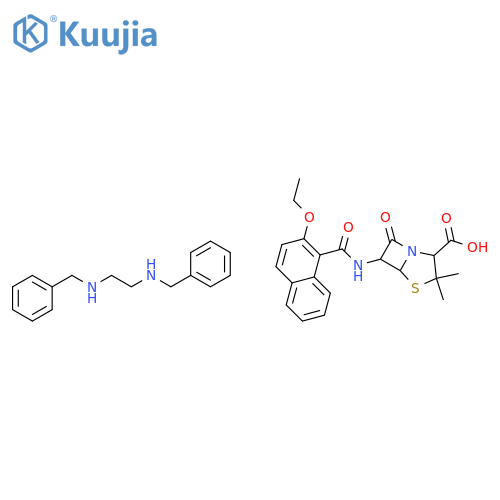 6-{[(2-ethoxynaphthalen-1-yl)carbonyl]amino}-3,3-dimethyl-7-oxo-4-thia-1-azabicyclo[3.2.0]heptane-2-carboxylic acid - N,N'-dibenzylethane-1,2-diamine (1:1) structure